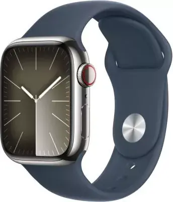 Montre connectée APPLE WATCH Serie 9 Cellular 41mm Acier/Argent Bleu Orage M/L