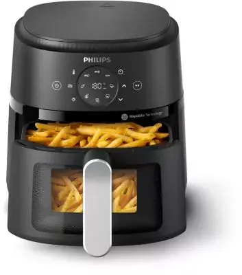 Airfryer PHILIPS NA211/00 friteuse sans huile avec fenêtre de cuisson Noir/Argent, Série 2000 3.2L