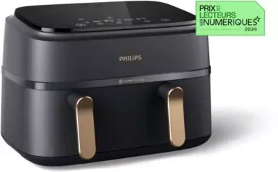 Airfryer PHILIPS NA352/00 Friteuse sans huile double panier Noir/Doré, Série 3000 9L (3+6L)