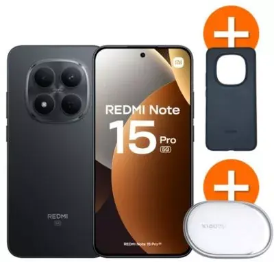 Smartphone XIAOMI Pack Redmi Note 15 Pro 5G 256Go Noir + Tag + Coque
