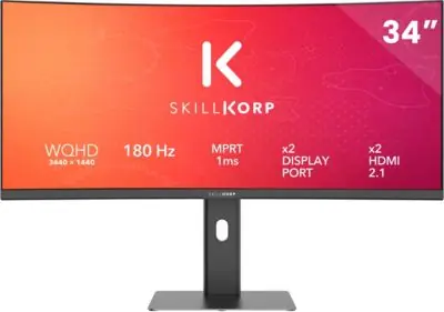 Ecran PC Gamer SKILLKORP M34 PROGRESS 34'' Incurvé 1500R UWQHD 180Hz Fast VA HDMI 2.1 AMD FreeSync