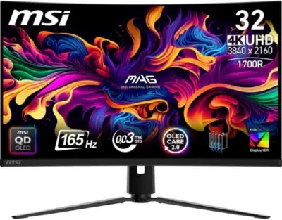 Ecran PC Gamer MSI MAG 321CUP 32'' Incurvé 4K 165Hz QD-OLED HDR True Black 400 HDMI 2.1 USB-C 15W Ecran PC Gamer MSI MAG 321CUP 32'' Incurvé 4K 165Hz QD-OLED HDR True Black 400 HDMI 2.1 USB-C 15W