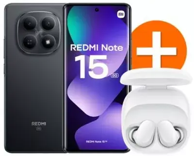 Smartphone XIAOMI Smartphone XIAOMI Redmi Note 15 5G 256 Go Noir + Coque + Écouteurs Buds 6 Play Smartphone XIAOMI Smartphone XIAOMI Redmi Note 15 5G 256 Go Noir + Coque + Écouteurs Buds 6 Play