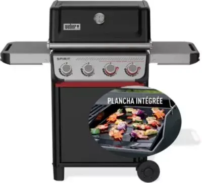 Barbecue gaz WEBER Spirit E-425 mix black grill et plancha sur chariot, 61x45 cm Barbecue gaz WEBER Spirit E-425 mix black grill et plancha sur chariot, 61x45 cm