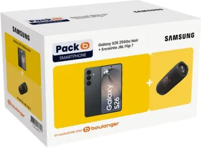 Samsung - Smartphone Pack S26 5g 256go Noir + Enceinte Portable Jbl Flip7 Samsung - Smartphone Pack S26 5g 256go Noir + Enceinte Portable Jbl Flip7