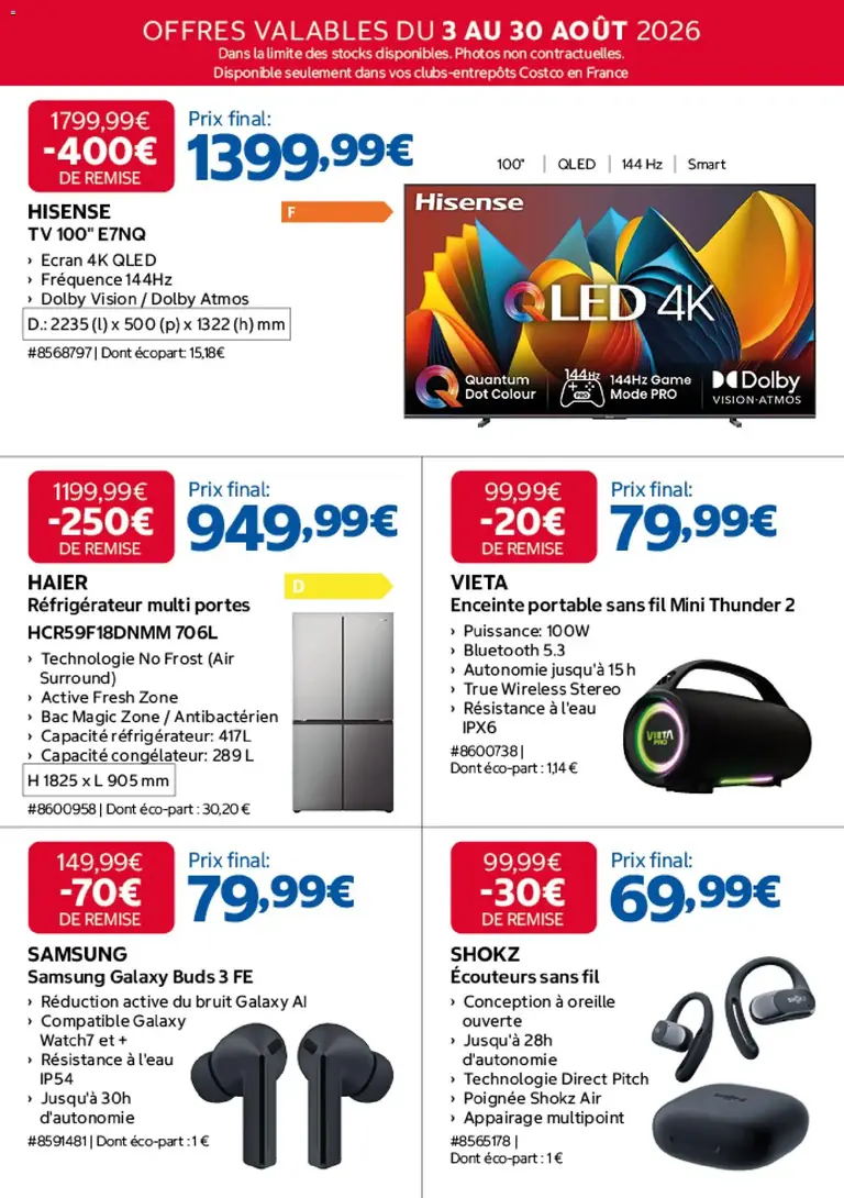 Costco catalogue 03/08/2026 - nouveau prospectus catalogue Costco du 3 août 2026